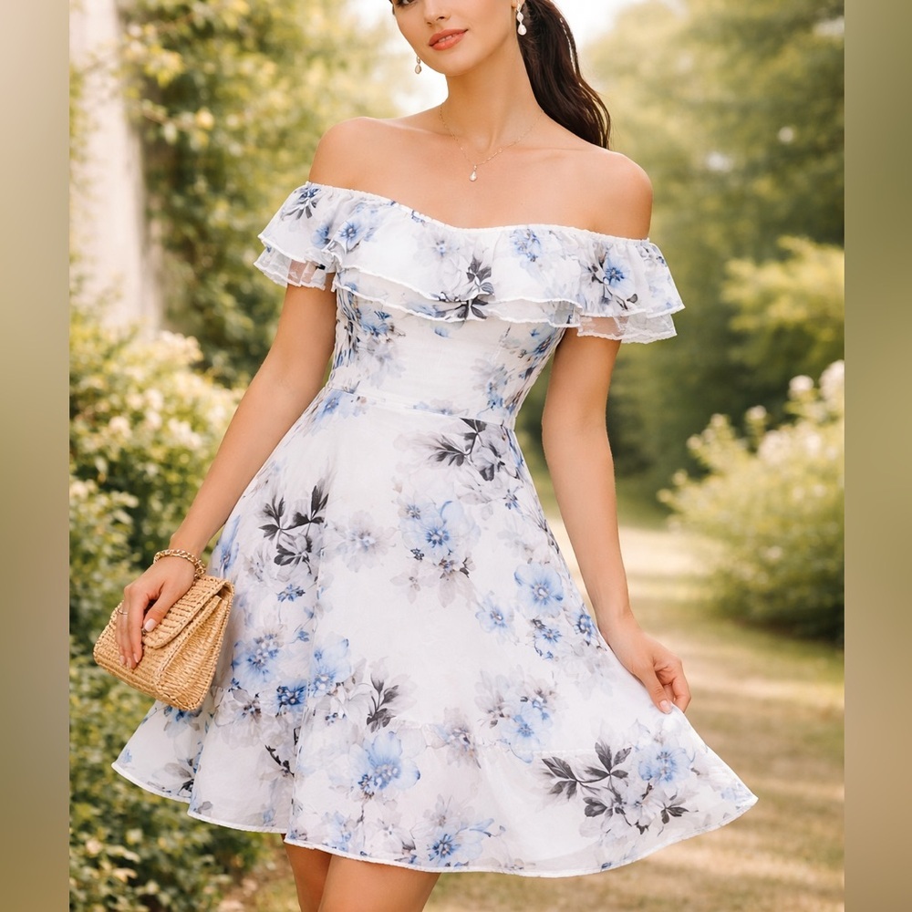 WHBM floral flounce off shoulder dress ❤️